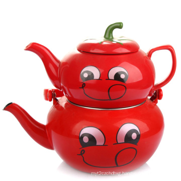 2 PCS Enamel Kettle Set in Watermelon Shape